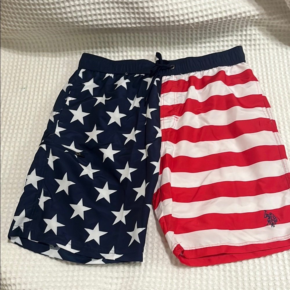 US Polo Patriotic Star and Stripe Swim Shorts